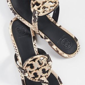 Tory Burch Gold Metal Miller Sandals Desert Roccia snakeskin Like New SOLD OUT